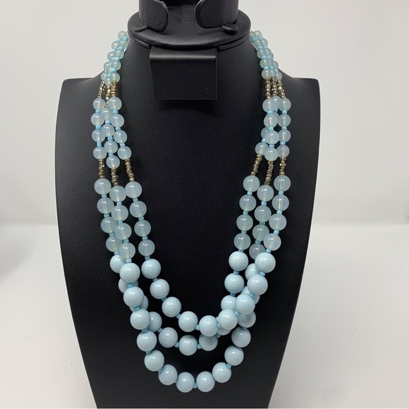 Light Blue Cloud Multilayered Beaded Necklace - Picture 1 of 9